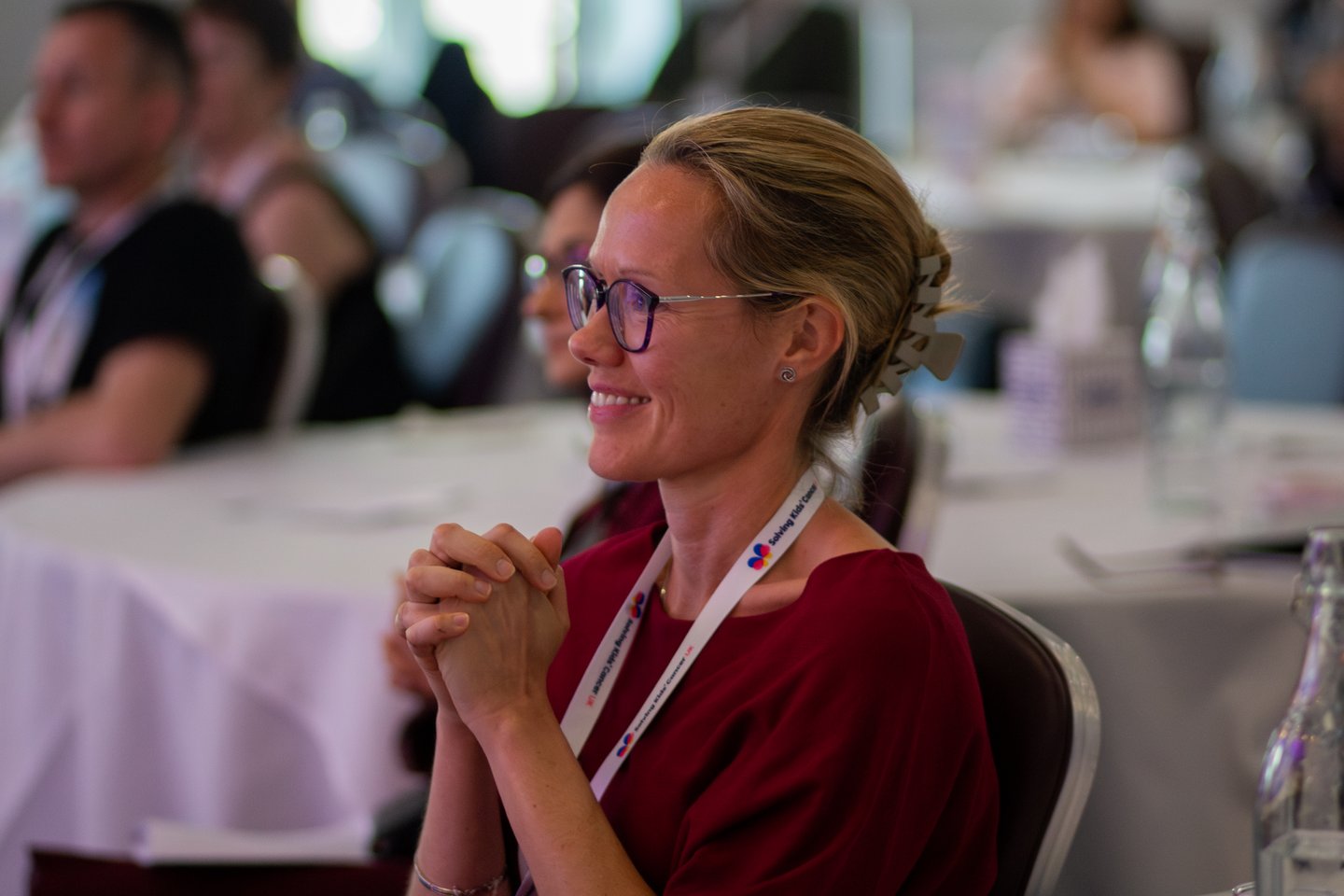 Photograph of Helen Pearson, Solving Kids' Cancer UK's Chief Nurse, at a charity event