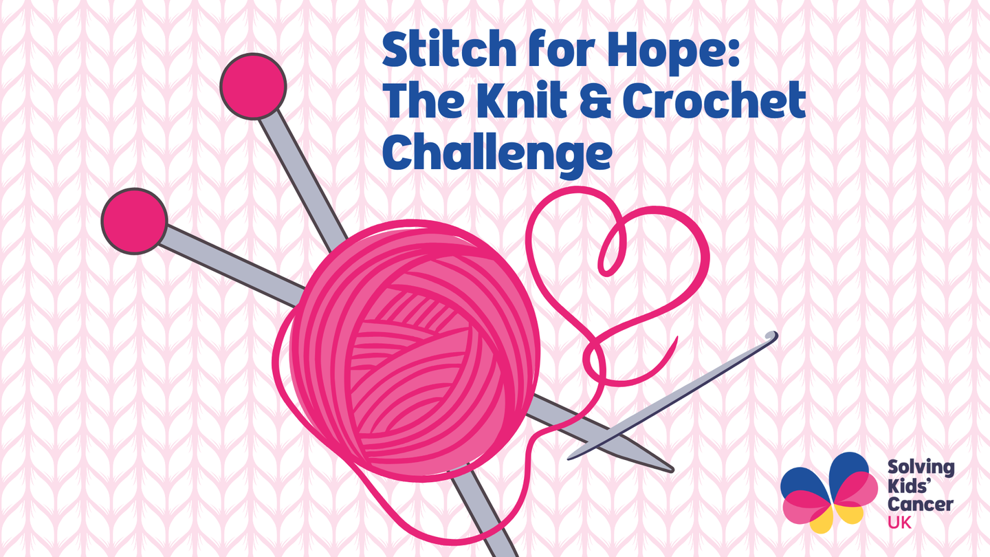 Image promoting the Stitch for hope: knit and crochet challenge